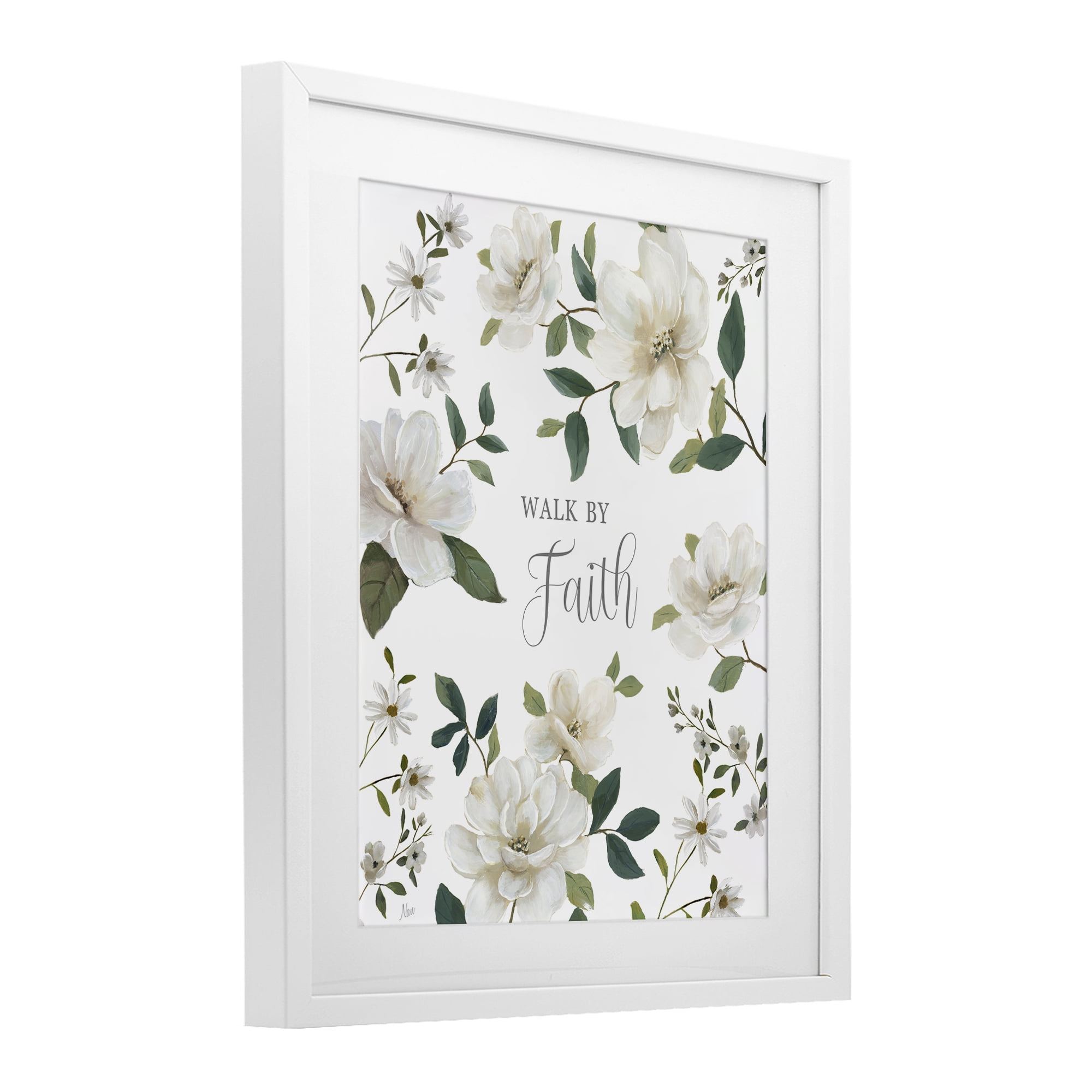 Stupell Industries Floral Walk By Faith White Framed Print Under Glass, design by Nan