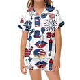 thumbnail image 2 of American Flag Girls Pajamas Size 10-11 Years Short Sleeve Pajamas Cute Cartoon Clothes Comfy Fit Short Sleeve Kids Summer Trendy Sleepwear Clothes Set, 2 of 4