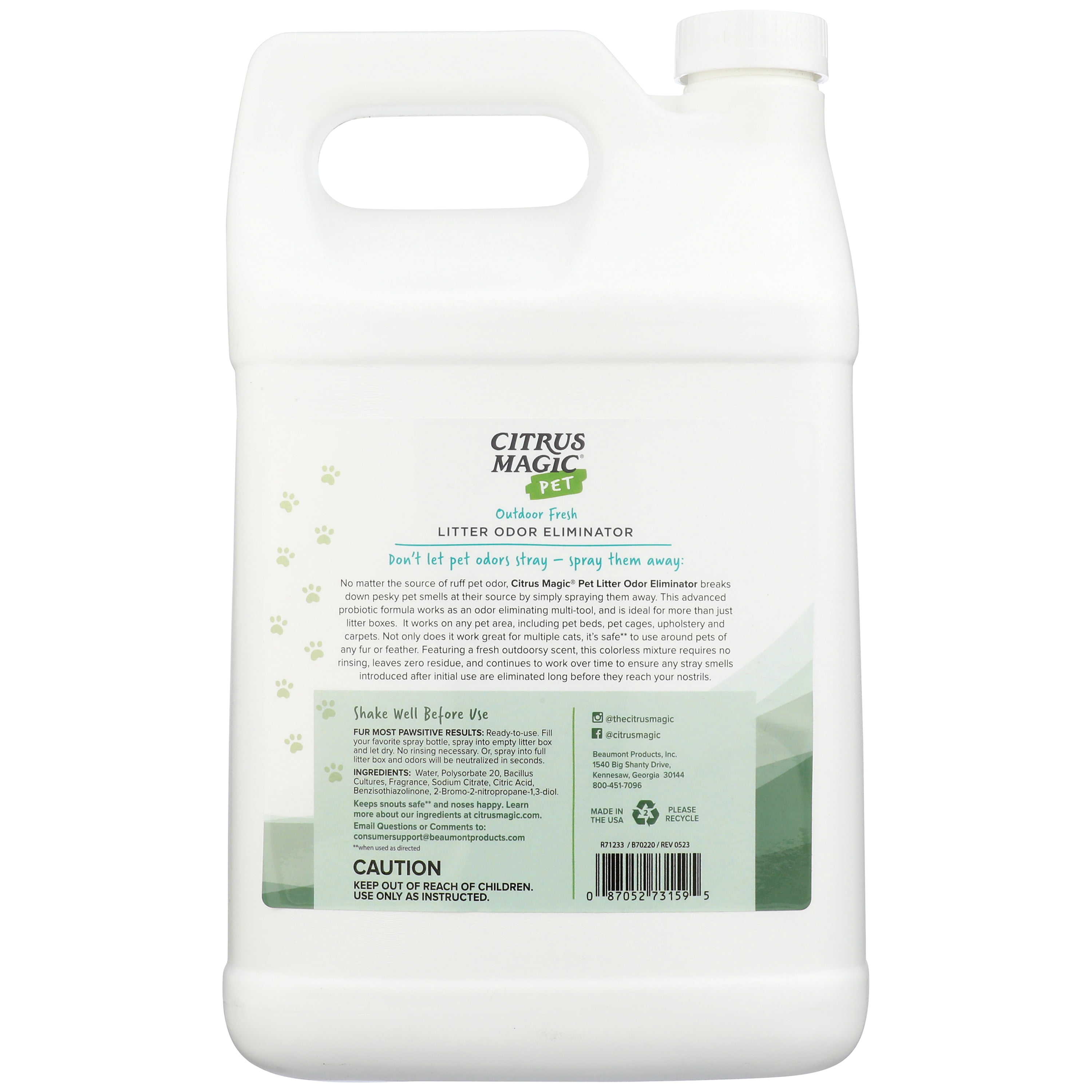 Citrus Magic Pet Probiotic Litter Odor Eliminator, Outdoor Fresh, 1-Gallon