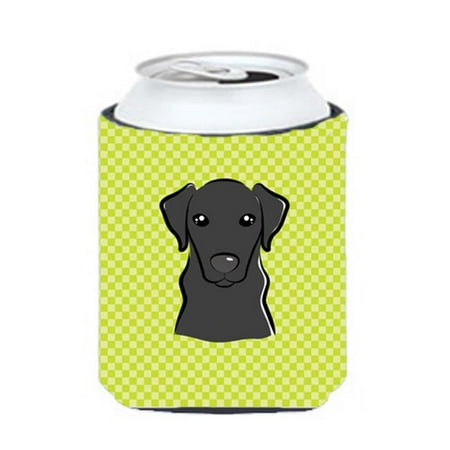 

Checkerboard Lime Green Black Labrador Can Or Bottle Hugger 12 Oz.
