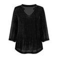 thumbnail image 3 of Kiijoy Blouse for Girls Sparkling Mesh Petal Sleeve V Neck Shirt Casual Solid Top, Sizes 3-14, 3 of 3