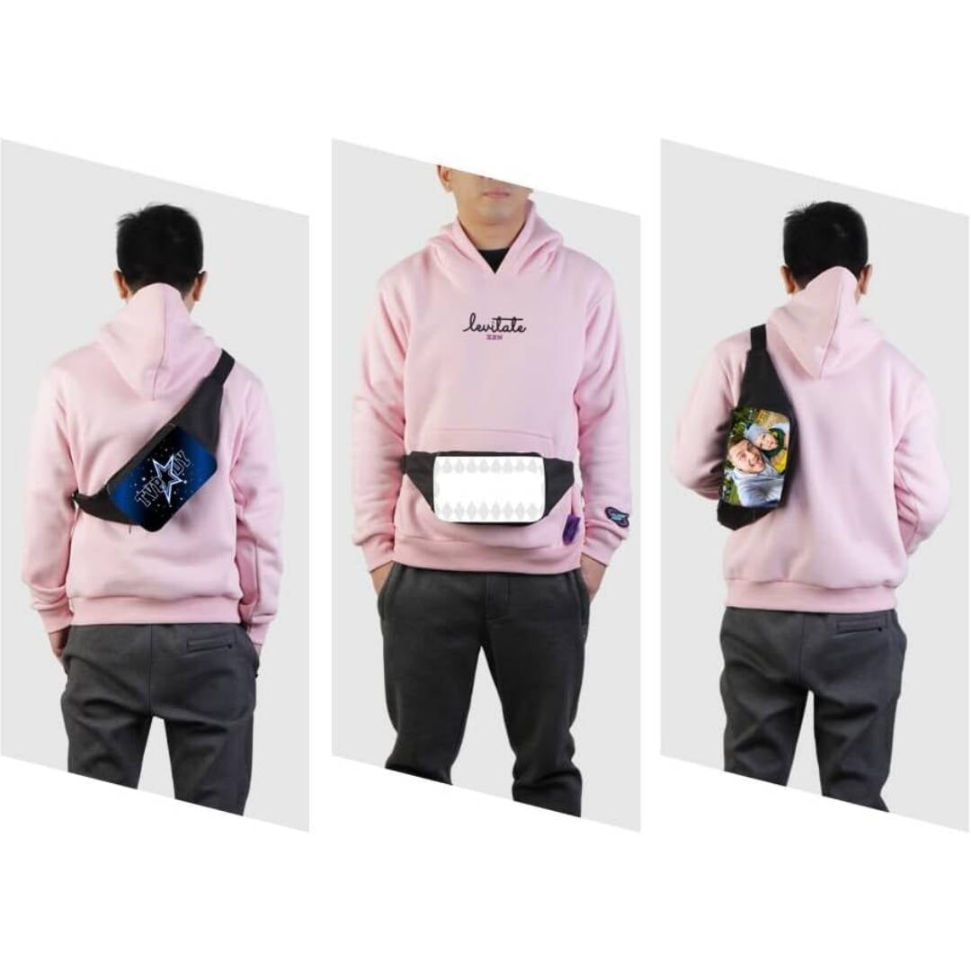 6 Pcs Sublimation Blank Women Men White Running Waist Bag Belt Bag Waist Pouch with Adjustable Strap Zip