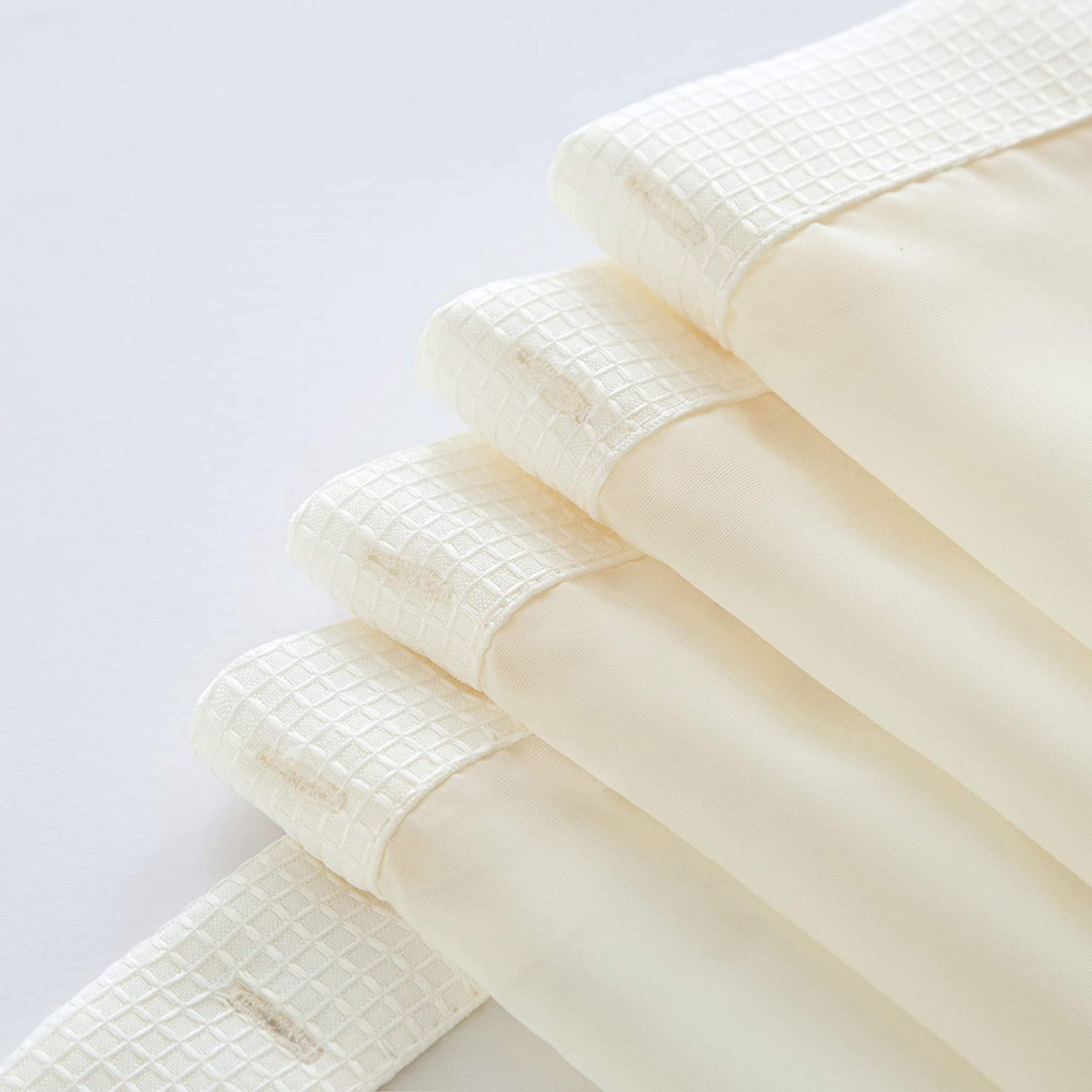 Dainty Home Complete 2 in 1 Waffle Weave Hotel Spa Style Fabric Shower Curtain Snap On/Off Waterproof Detachable Liner Set, 72 inch wide x 72 inch long in Beige