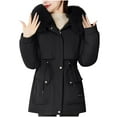 thumbnail image 2 of ZRGHAOYLQ Womens Long Puffer Jacket with Faux Fur Hood Thicken Slim Fit Down Coat Winter Zip Up Quilted Jackets Warm Long Sleeve Parka Overcoat, 2 of 4