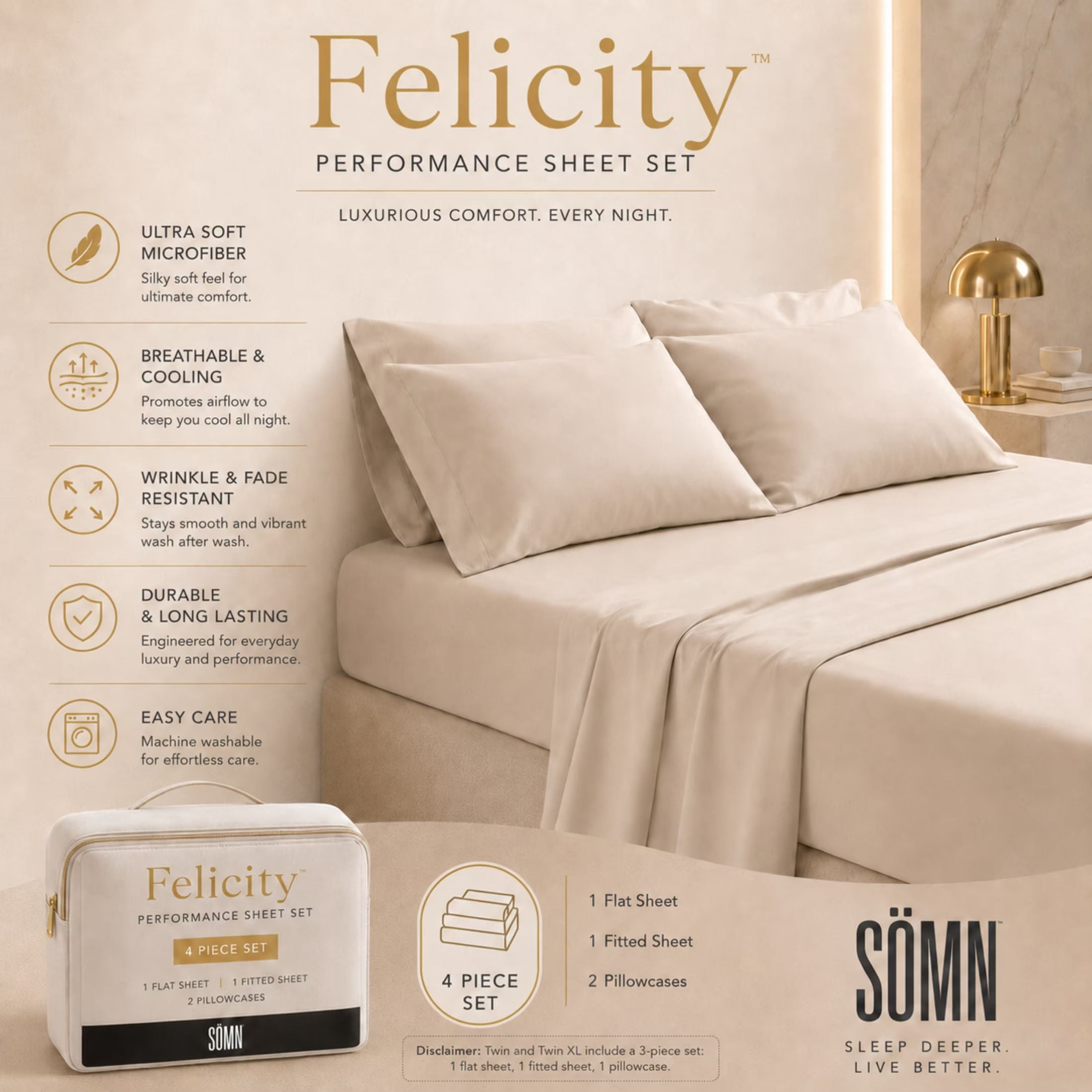 Sömn Company Rest Assured Hotel Collection 10" Copper-Infused Memory Foam Mattress in a Box, Full, 10-Piece Set