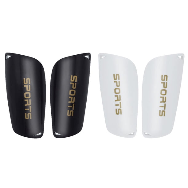 2 pares de espinilleras gruesas para fútbol, protectores de pantorrilla ligeros, equipo de protección (negro para adultos, blanco para adultos)