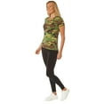 thumbnail image 2 of Rothco Womens Long Length Camo V-Neck T-Shirt, Woodland Camo, XS, 2 of 3