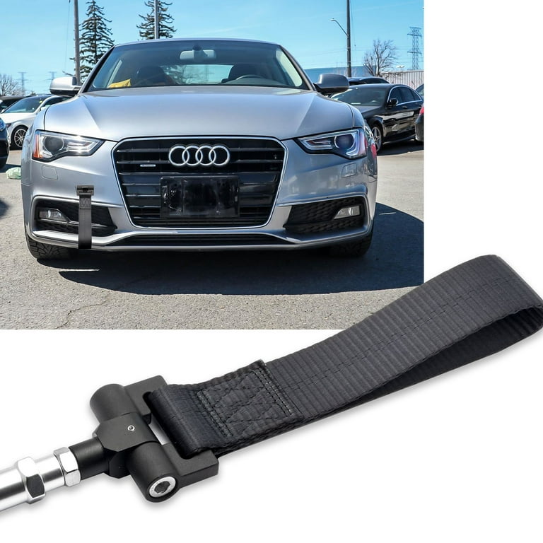 Xotic Tech Black JDM Sporty Tow Hook Adapter with Towing Strap for Audi A5  S5 RS5 2008-2015 