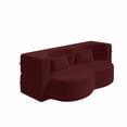 thumbnail image 2 of Demi Bonn 78" Modern Floor Sofa Bed with 2 Pillows, Convertible Teddy Fabric Full Size 15" Foam Mattress, No Assembly, Stylish Sleeper Couch for Living Room, Red, 2 of 12