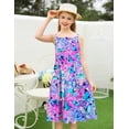 thumbnail image 6 of Aideaone Girls Summer Flowy Dress Spaghetti Straps Sleeveless A Line Printed Casual Sundress 6-12Y, 6 of 6