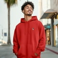 thumbnail image 4 of Dalix Astronaut Embroidery Relaxed Hoodie Soft Fleece Sweatshirt Drawcord Fit Lounge Mens in Red 2XL XX-Large, 4 of 5