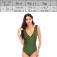 thumbnail image 2 of Traje de baño de una pieza con cuello en V para mujer Monokini con cordones y volantes (verde) MFZFUKR BST3003543-3, 2 of 6