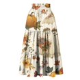 thumbnail image 5 of Womens Casual Elastic Waist Drawstring Midi Skirt Halloween Print Vacation Style Ruffle Hem A Line Flowy Skirt, 5 of 6