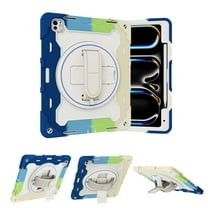 Case for iPad Pro 11" M4 2024 5th Generation, Shockproof Case with [Hidden Kickstand] [Hand Strap] Pencil Holder Kids Friendly Protective Tablet Cover for iPad Pro 11" M4 2024 5th Generation, Blue