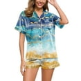 thumbnail image 2 of PEASKJP Ensemble de Pyjama Imprimé pour Femmes, Ensemble de Pyjama Deux Pièces, Bleu TTG, 2 of 5