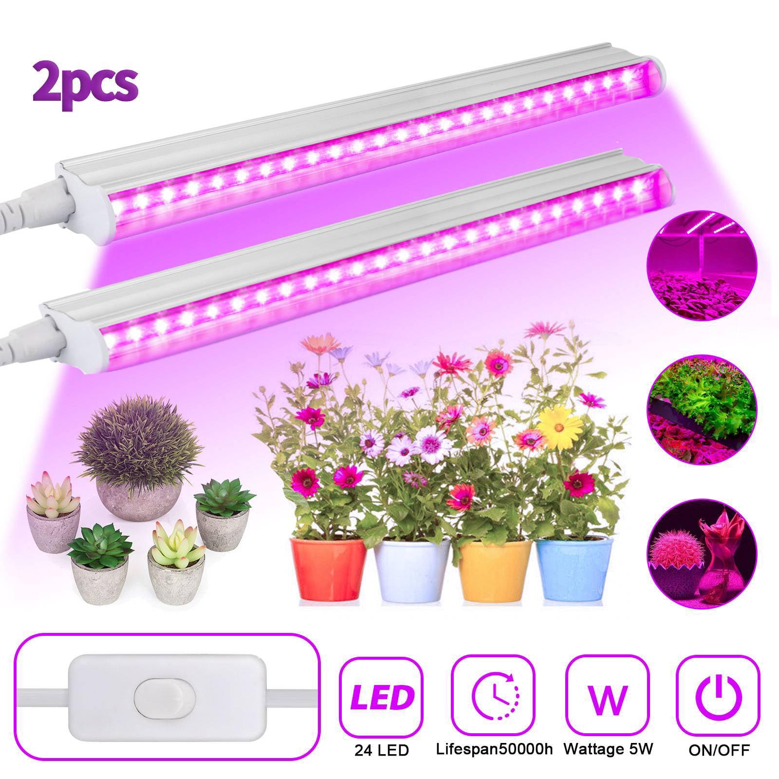 Re... 2-Pack 300W LED Grow Lights Indoor Plants Full Spectrum Grow Light Bulbs 
