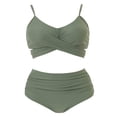 thumbnail image 3 of Women's Sexy Bikini Swimsuits, Women's High Waisted Bandage Bikini Set Wrap 2 Piece Push Up Swimsuits, Front Corss and Back Tie Knot (Green,Small), 3 of 8