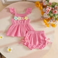 thumbnail image 2 of mgoYE Baby Girl Outfit Baby Girl Summer Clothes 6 12 18 24 Months Sleeveless Ruffled Top and Shorts Set T-Shirt Set Size 6-9 Months, 2 of 8