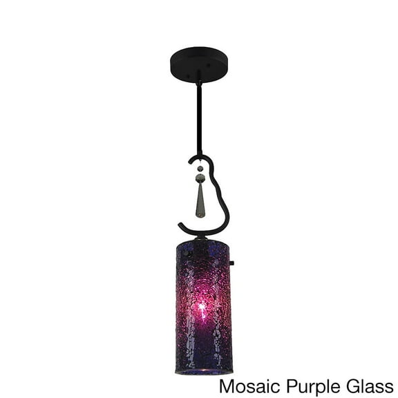 Woodbridge Lighting Haley 1-light Steel & Glass Mini Pendant in Purple Mosaic