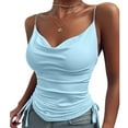 thumbnail image 2 of Camisa sin mangas con tirantes finos, camiseta sin mangas de color liso profundo y corte entallado para mujer, camisola con escote en V profundo optimizada para la excelencia, 2 of 5