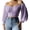 Purple, variant on Womens Elegant Off The Shoulder Puff Sleeve Blouse Summer Chiffon Slim Fit Party Crop Top