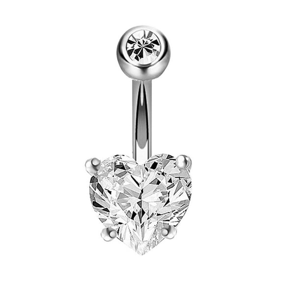 Miyuadkai Navel Stainless Steel Double Rhinestone Navel Belly Button Rings Geometric Shape Navel Rings Zircon Belly Navel Piercing Jewelry For Women Girls Jewelry A One Size