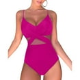 thumbnail image 3 of ZZwxWA Women One Piece Swimsuits Belly Control Bathing Suits Cutout Mesh Front Cross Swimwear, 3 of 3