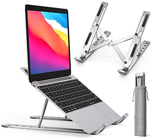 Laptop Stand Black Tablet Stand Portable Desktop Stand 7 Angle Adjustable Aluminum Ergonomic Foldable Computer Stand Suitable for 10 to 17 inch laptops 