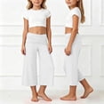 thumbnail image 2 of Oiyii Girls Summer Pants Solid Pleated Waist Wide Leg Boggy Cropped Pants, Sizes 5-14Y, 2 of 8