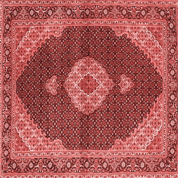Ahgly Company Indoor Square Medallion Red Traditional Area Rugs, 4' Square