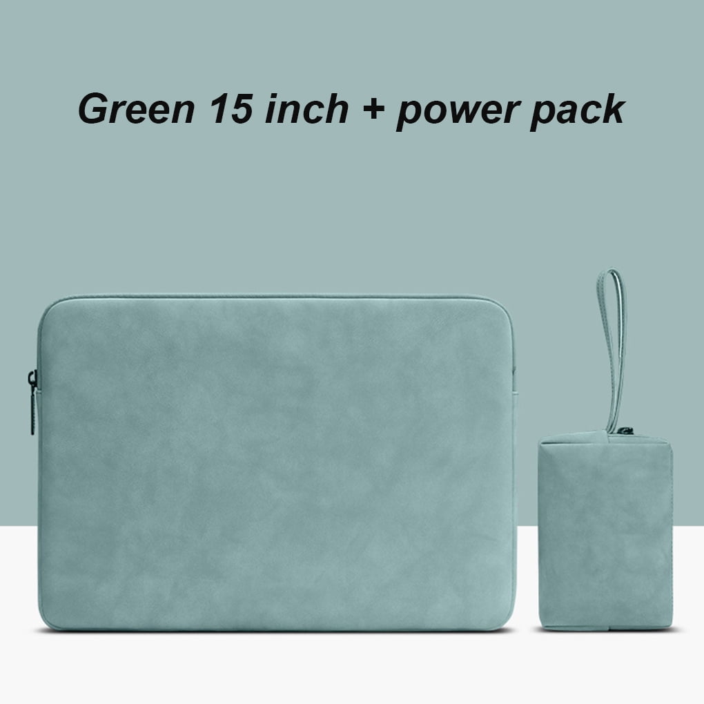 Dicht Kwijting bevind zich Laptop Sleeve Leather Waterproof Notebook Bag Zipper Shock-proof Computer  Case, Green, 15 Inches, Charger Bag - Walmart.com