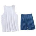 thumbnail image 3 of HVOBTTY Mens Comfy Pajama Set, Summer Pajama Set for Men, Men's Soft Casual Solid Color 2 Piece Sleeveless V Neck Tank Top and Shorts Elastic Waist Training Sport Pajama Sets Blue, XXXL, 3 of 4