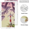 thumbnail image 2 of Purple Whales Summer Hand Towels 2 PCS, Lighthouse Watercolor Kitchen Towel Ultra Soft and Highly Absorbent,Decorative Fingertip Face Towel for Bathroom Hotel, 28.3"x14.4", 2 of 5