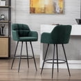 thumbnail image 3 of Modern 30" Bar Stools Set of 2 with Back, Velvet Upholstered Counter Height Barstools Kitchen Counter Island Stools with Metal Footrest for Kitchen Island, Green, 3 of 14