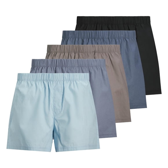 JACK&JONES calzoncillos bóxer tejidos para hombre, pack de 5 JACMILANO WOVEN BOXERS 5 PACK, algodón Negro/Marrón/Azul L (Large)