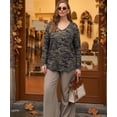 thumbnail image 3 of TIYOMI Ladies Plus Size 4X Camo Tunic Long Sleeve Army Green V Neck Shirt Casusal Tops Fall Winter Blouses 4XL 24W 26W, 3 of 5