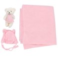 thumbnail image 5 of 3 piezas de atrezos para fotografía de bebés, manta suave para fotos de recién nacidos, sombrero de muñeca, disfraz para niños pequeños, color rosa, 5 of 5