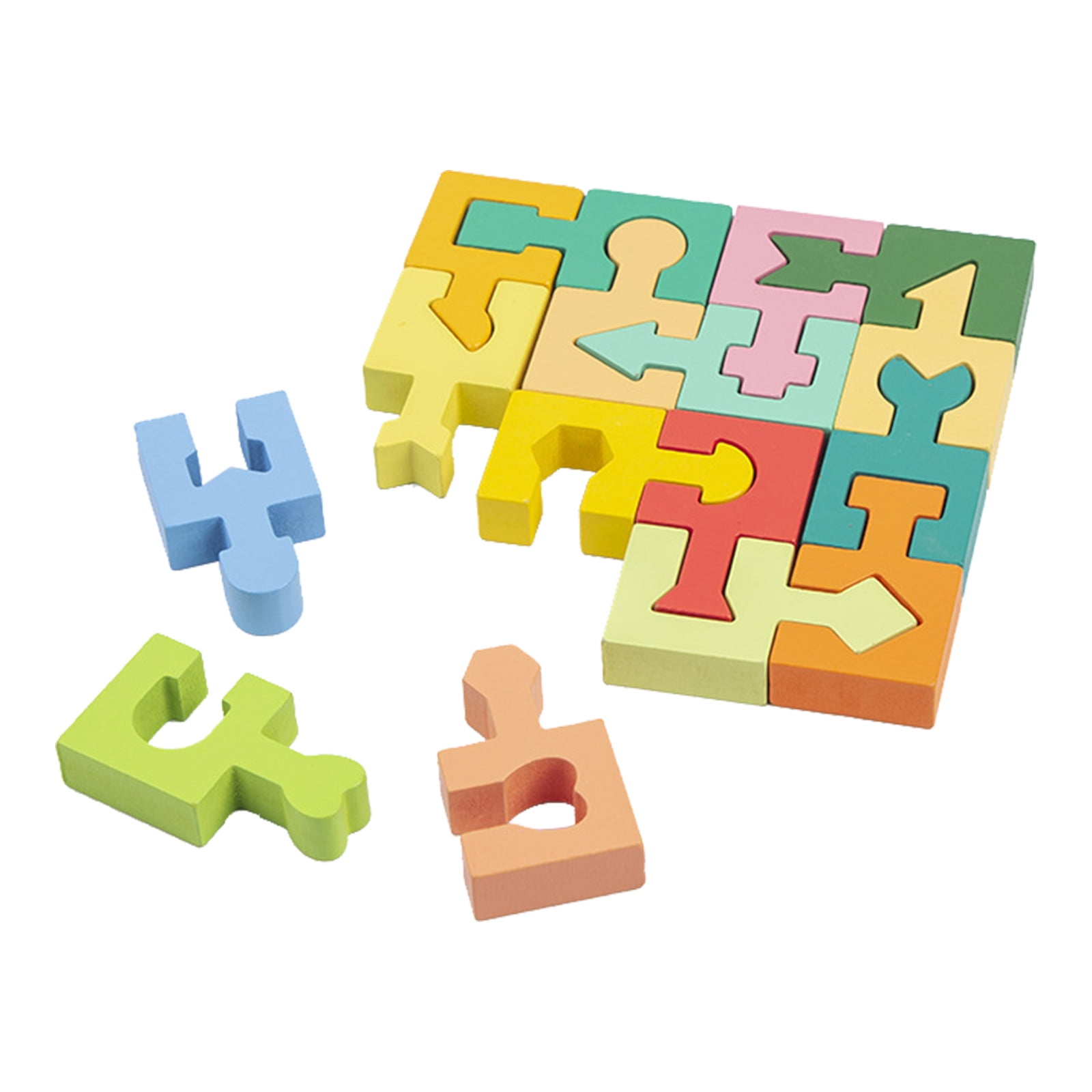 Kisingrit Wooden Shapes Puzzles Block Geometric Brain Teaser Montessori