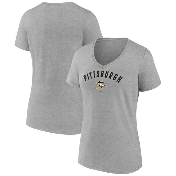 Women's Fanatics Gray Pittsburgh Penguins V-Neck T-Shirt