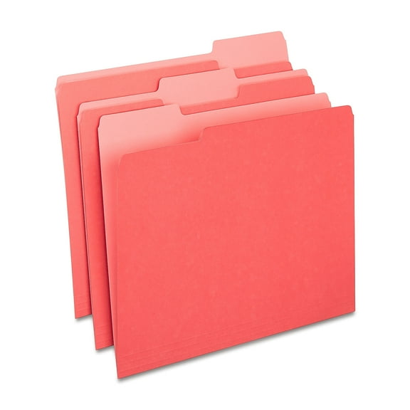 Staples Colored Top-Tab File Folders 3 Tab Red Letter Size 24/Pack 659791