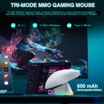 thumbnail image 4 of Ratón inalámbrico para juegos SOLAKAKA SM820 con base de carga RGB, ratón inalámbrico trimodo de 2400 DPI con 2 botones laterales, ratón macro programable para juegos (blanco), 4 of 8
