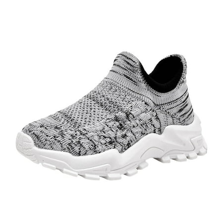 Boys Girls Sneakers Kids Lightweight Knit Mesh Walking Shoes Slip-on Soft Sole Trainers Shoes for Toddler/Little Kids