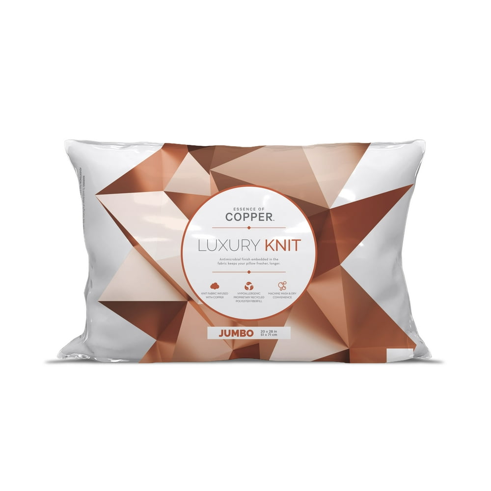 Essence of Copper Bed Pillows, Jumbo 20"x28" 250GSM Luxury Knit, Set of