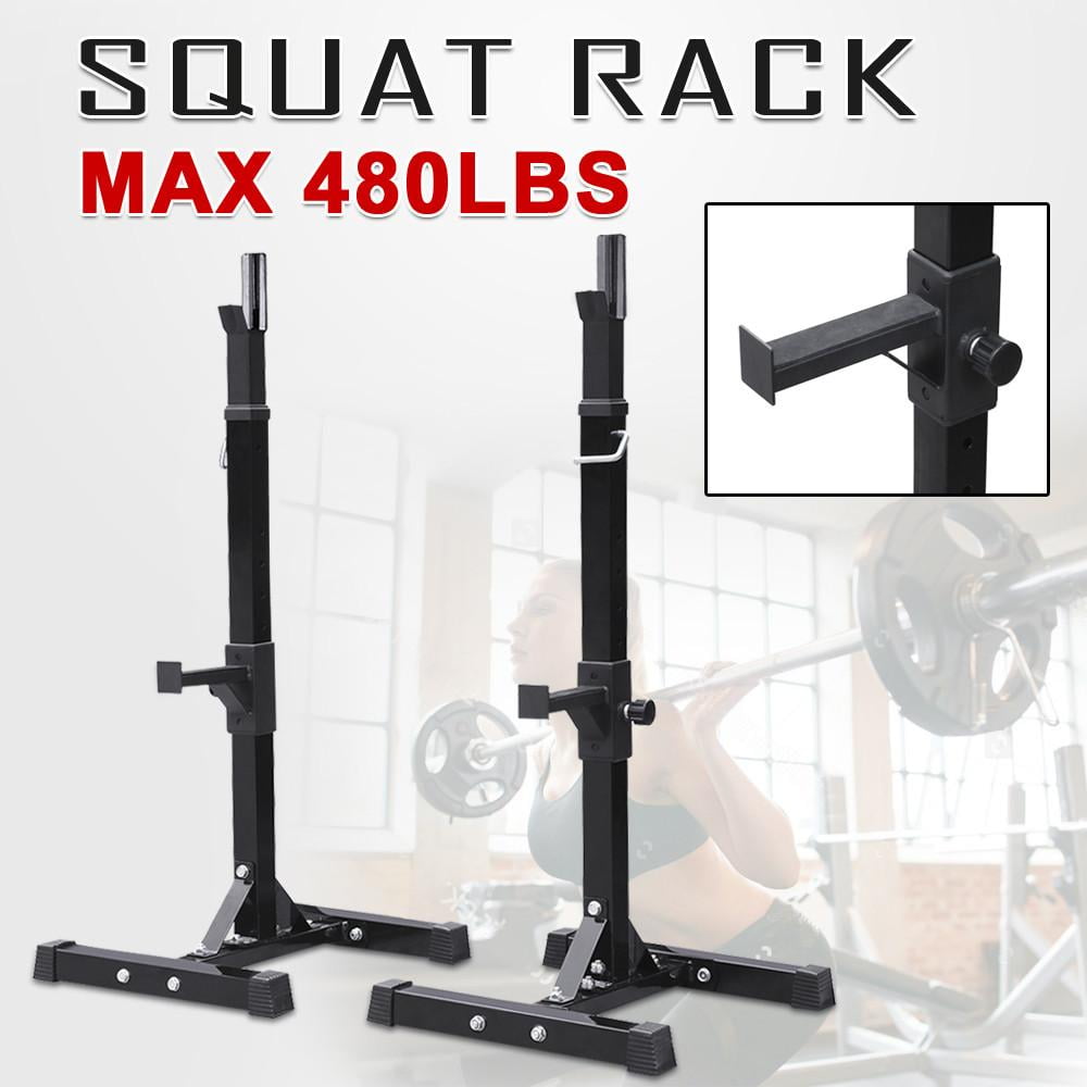 YaHeetech 2pcs Adjustable Rack Standard Solid Steel Squat Stands Barbell Free Press Bench by Yaheetech