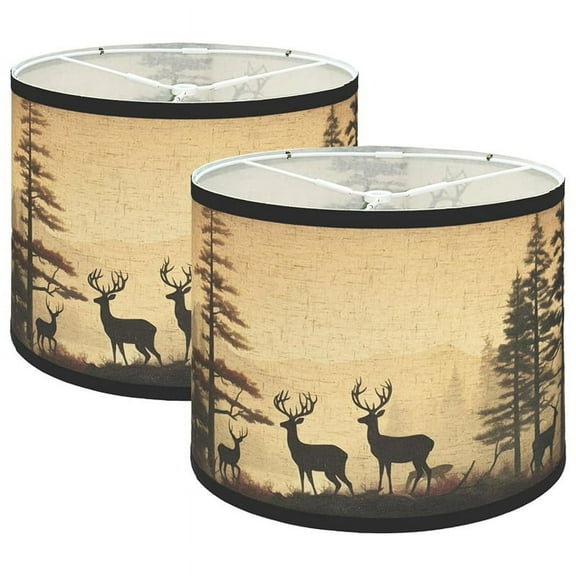 Lamp Shades Set of 2,Fabric Lampshades with Deers