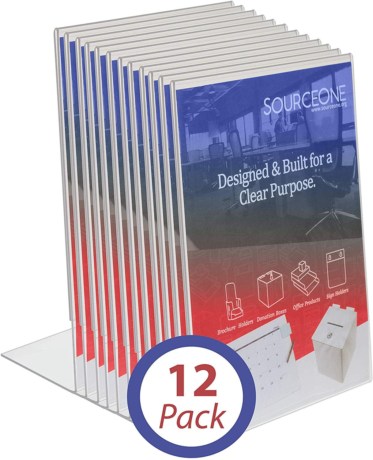 Sourceone 8.5 x 11 Thick Acrylic,Slant Back Sign Holder, Ad Frame, Pack