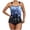 Dark Blue, variant on Qingpeng Womens Tankini Bathing Suit Fashion Print Ruched Tummy Control Two Piece Swimsuit with Bottom Flowy Swimwear