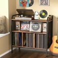 thumbnail image 6 of HOHYN 3-Tier Record Player Stand with Fixed Dividers, Holds 300+ Vinyl Albums, Industrial Vintage Turntable Table with Storage Cabinet for Record Player and Speakers, 6 of 7