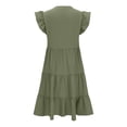 thumbnail image 4 of Vestido de Verano de Manga Corta para las Mujeres Moda Casual Cuello en V Vestido con Ruffles, Poliéster Ligero de Color Sólido para Fiestas, Bodas Y Diario, 4 of 7