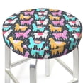 thumbnail image 3 of Susaid Colorful Alpaca Print Elastic Bar Stool Cover Personalized Washable Stool Cover for Barbershop Home Bar Kitchen-12 inch, 3 of 7